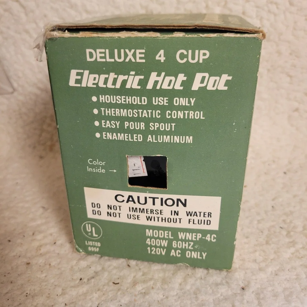 Vintage Deluxe Electric Hot Pot 4 Cup Cream Black WNEP-4C Good Retro Kitchen MCM